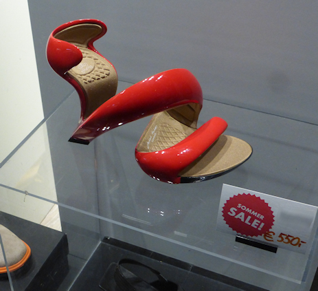 red shoe in the museum shop