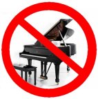 the no pianos sign