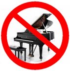 the no pianos sign